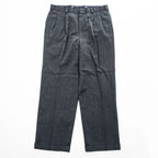 Brooks Brothers 2タック ワイド ヘリンボーン スラックス パンツ L グレー プリーツ ダブルカフス サスペンダーボタン