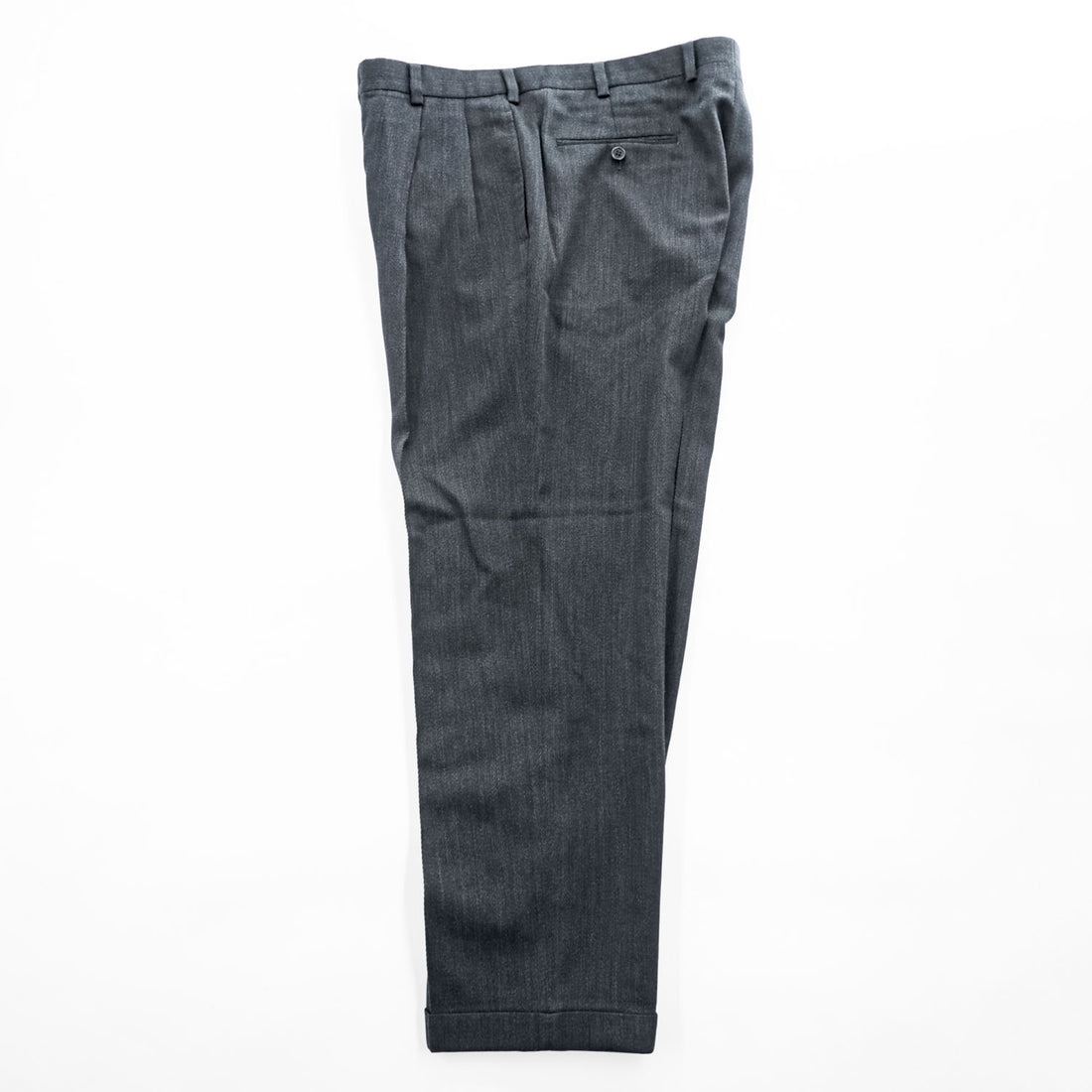 Brooks Brothers 2タック ワイド ヘリンボーン スラックス パンツ L グレー プリーツ ダブルカフス サスペンダーボタン