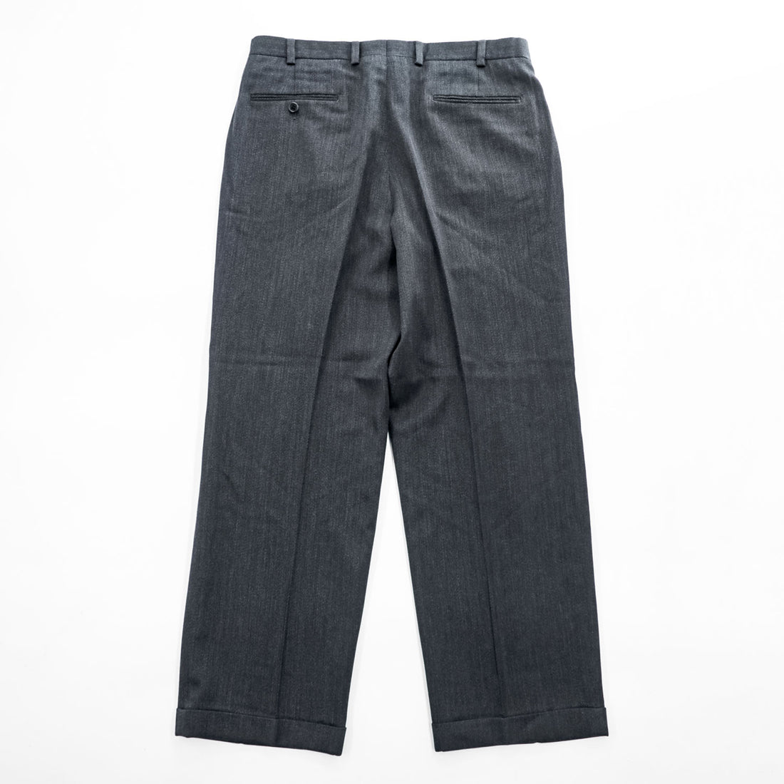 Brooks Brothers 2タック ワイド ヘリンボーン スラックス パンツ L グレー プリーツ ダブルカフス サスペンダーボタン