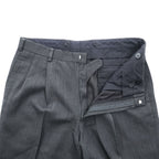 Brooks Brothers 2タック ワイド ヘリンボーン スラックス パンツ L グレー プリーツ ダブルカフス サスペンダーボタン