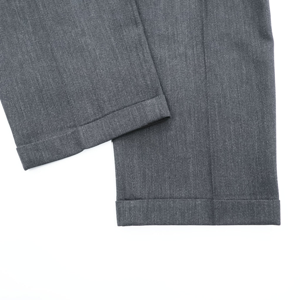 Brooks Brothers 2タック ワイド ヘリンボーン スラックス パンツ L グレー プリーツ ダブルカフス サスペンダーボタン