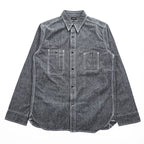 BIG YANK 日本製 ブラックシャンブレー 長袖 ワークシャツ M グレー ガチャポケ 復刻 レプリカ BY-011S/S-007