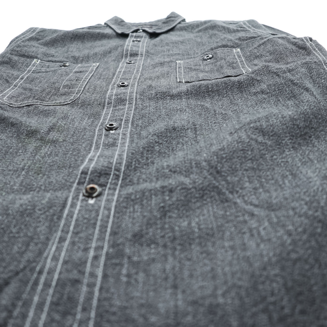 BIG YANK 日本製 ブラックシャンブレー 長袖 ワークシャツ M グレー ガチャポケ 復刻 レプリカ BY-011S/S-007