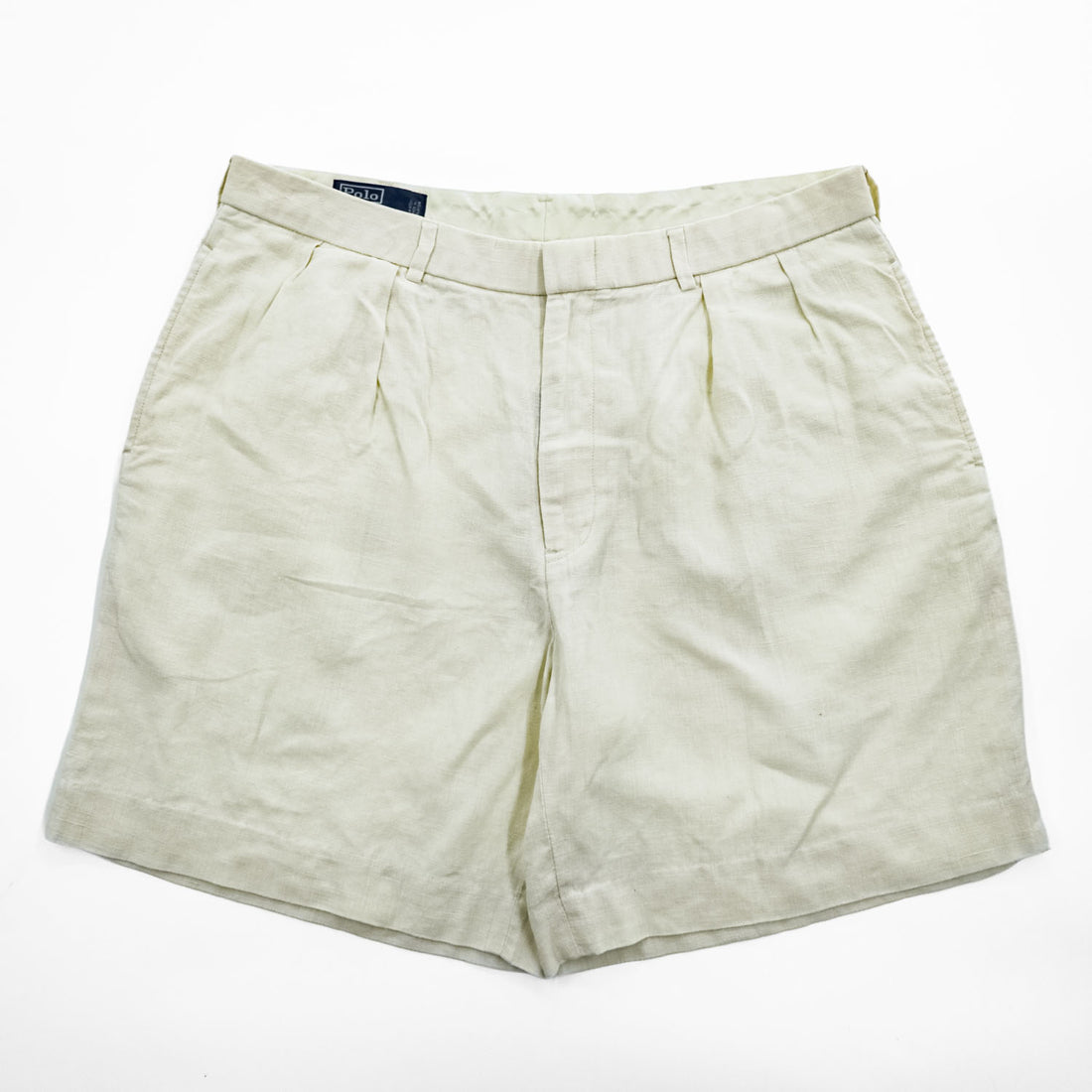 Polo by Ralph Lauren 90年代 100%リネン プリーツショーツ 2タック ショートパンツ 36 フィリピン製