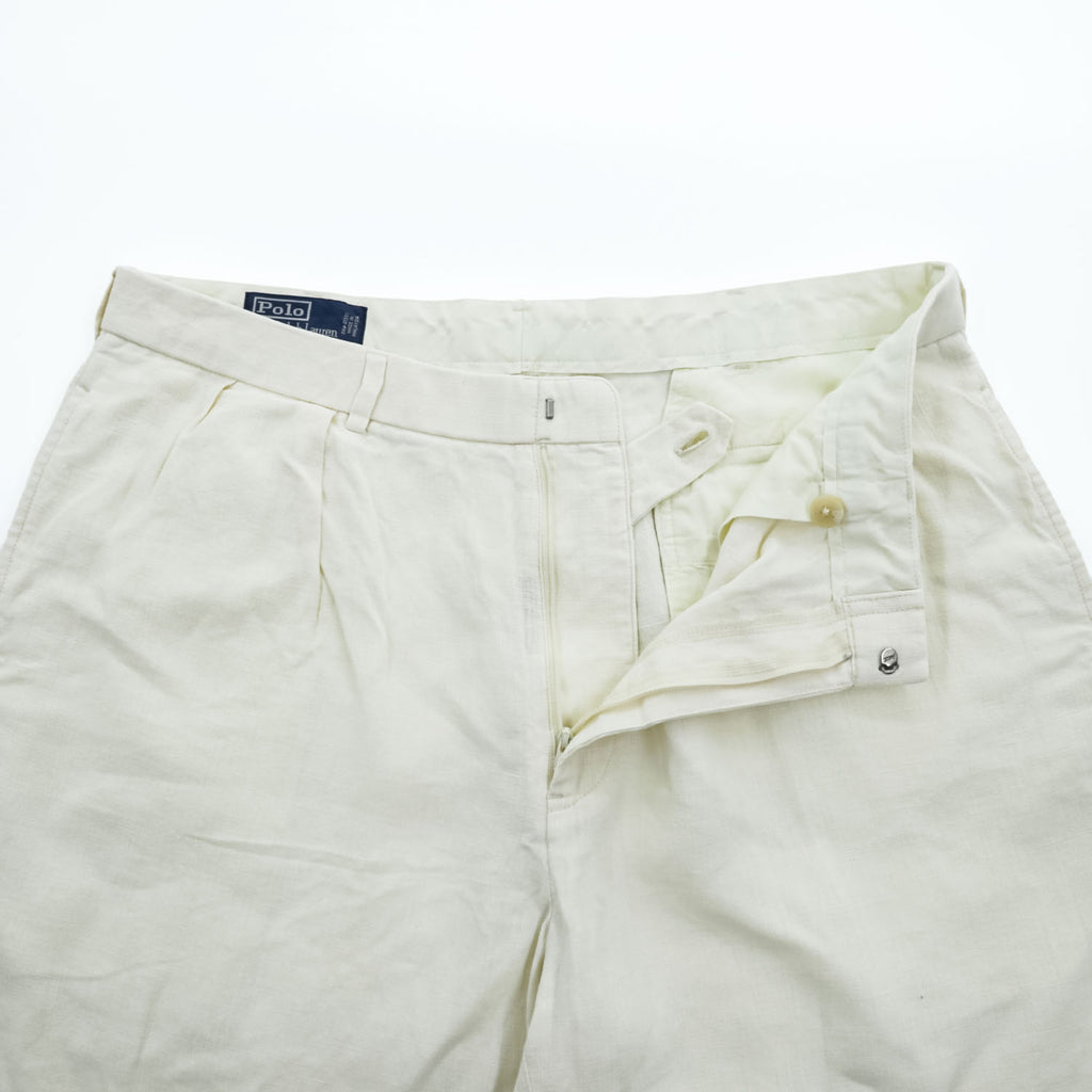 Polo by Ralph Lauren 90年代 100%リネン プリーツショーツ 2タック ショートパンツ 36 フィリピン製