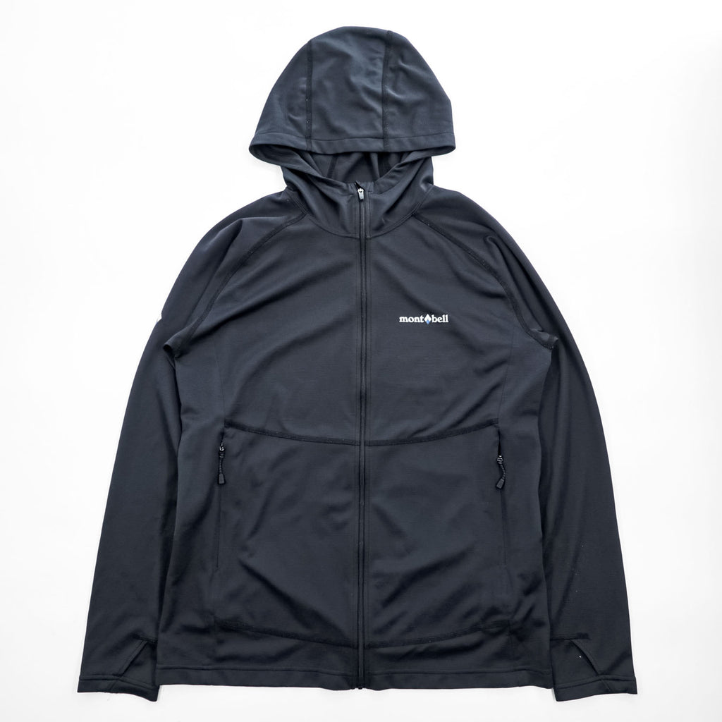 mont-bell クール パーカ UVカット 撥水加工 ジップパーカー M ブラック ストレッチ サムホール 1114460