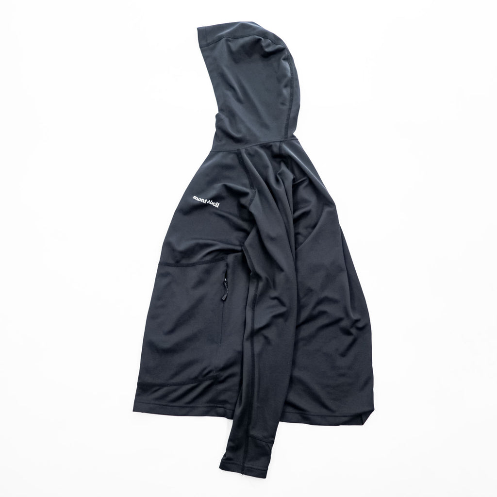 mont-bell クール パーカ UVカット 撥水加工 ジップパーカー M ブラック ストレッチ サムホール 1114460