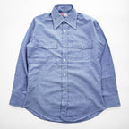 Levi's 80年代 USA製 ヴィンテージ 長袖シャツ M ブルー 白タブ フラップ ダブルポケット 60665-0813