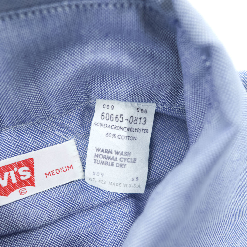 Levi's 80年代 USA製 ヴィンテージ 長袖シャツ M ブルー 白タブ フラップ ダブルポケット 60665-0813