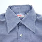 Levi's 80年代 USA製 ヴィンテージ 長袖シャツ M ブルー 白タブ フラップ ダブルポケット 60665-0813