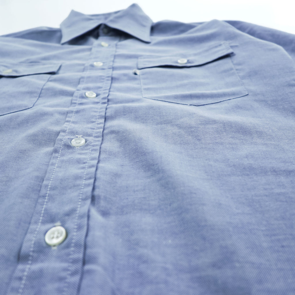 Levi's 80年代 USA製 ヴィンテージ 長袖シャツ M ブルー 白タブ フラップ ダブルポケット 60665-0813