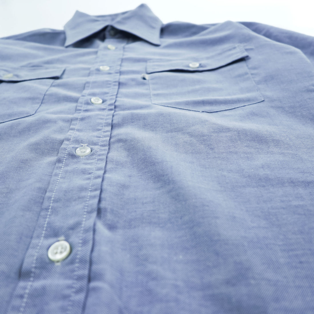 Levi's 80年代 USA製 ヴィンテージ 長袖シャツ M ブルー 白タブ フラップ ダブルポケット 60665-0813