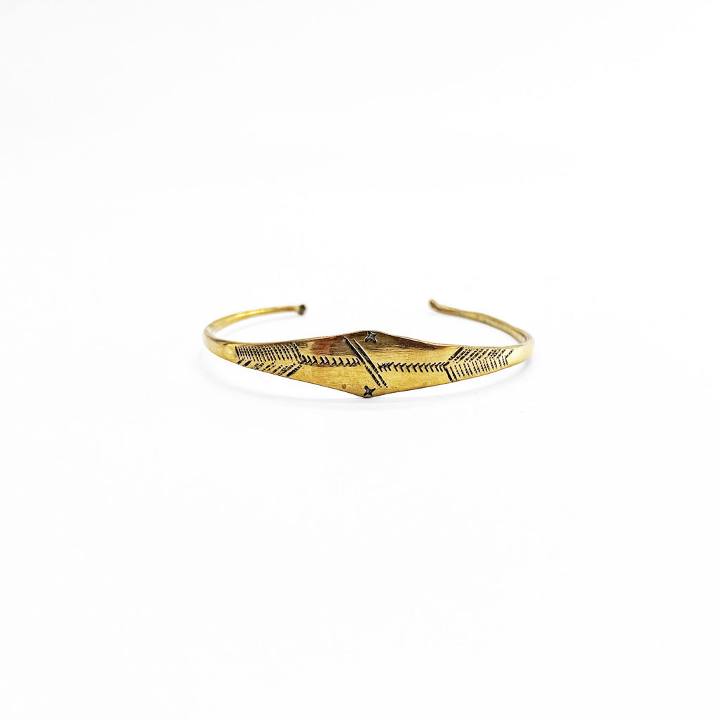 Vintage Tuareg Style Brass Cuff Bracelet バングル 真鍮 ブラス ゴールド 彫金 トライバル