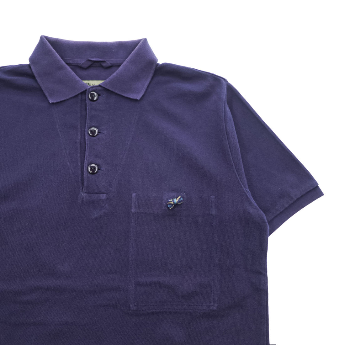 Nigel Cabourn 日本製 ポロシャツ M ネイビー 鹿の子 リボン付き 胸ポケット 8030021611