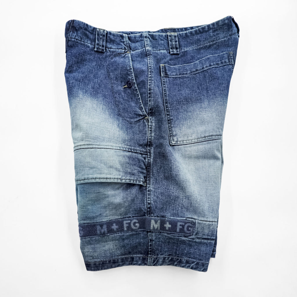 MARITHE + FRANCOIS GIRBAUD 90年代 デニムショーツ ショートパンツ ハーフパンツ L インディゴ ブルー デニム ワイド シャトルパンツ