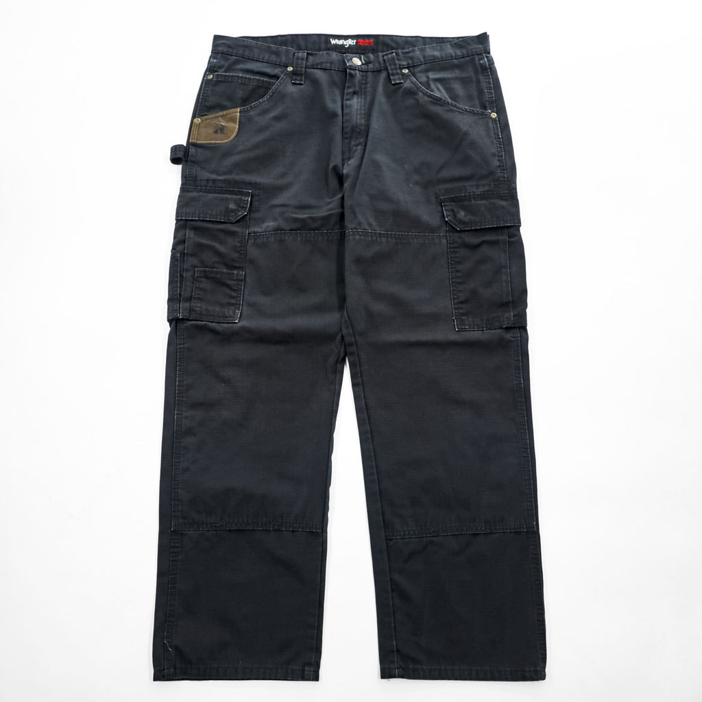 Wrangler カーゴ ワークパンツ L ブラック リップストップ RIGGS WORKWEAR ダブルニー 103W060BL