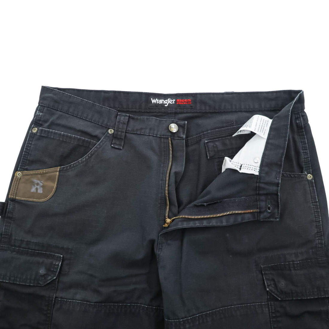 Wrangler カーゴ ワークパンツ L ブラック リップストップ RIGGS WORKWEAR ダブルニー 103W060BL
