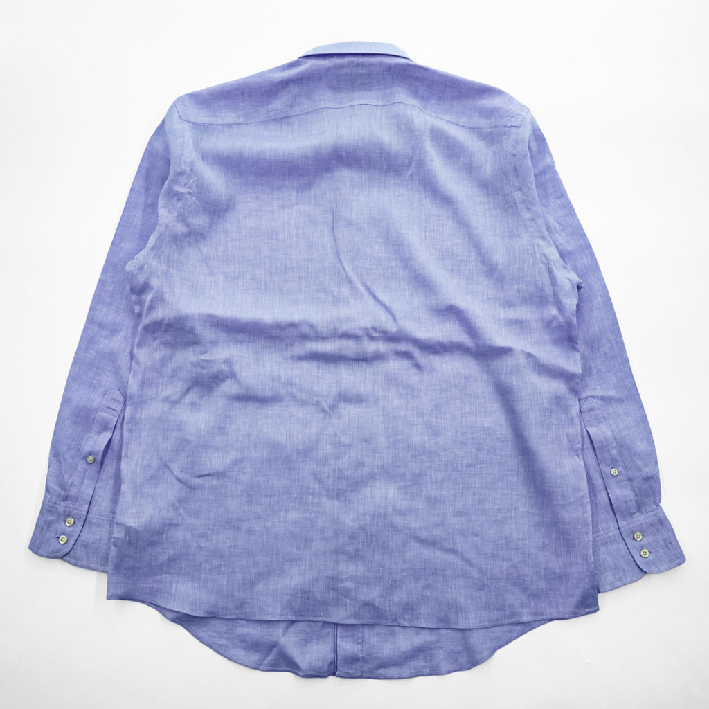 Brooks Brothers リネン100% 長袖シャツ XL ブルー LUXURY SHIRT 麻 THOMAS MASON
