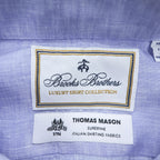 Brooks Brothers リネン100% 長袖シャツ XL ブルー LUXURY SHIRT 麻 THOMAS MASON
