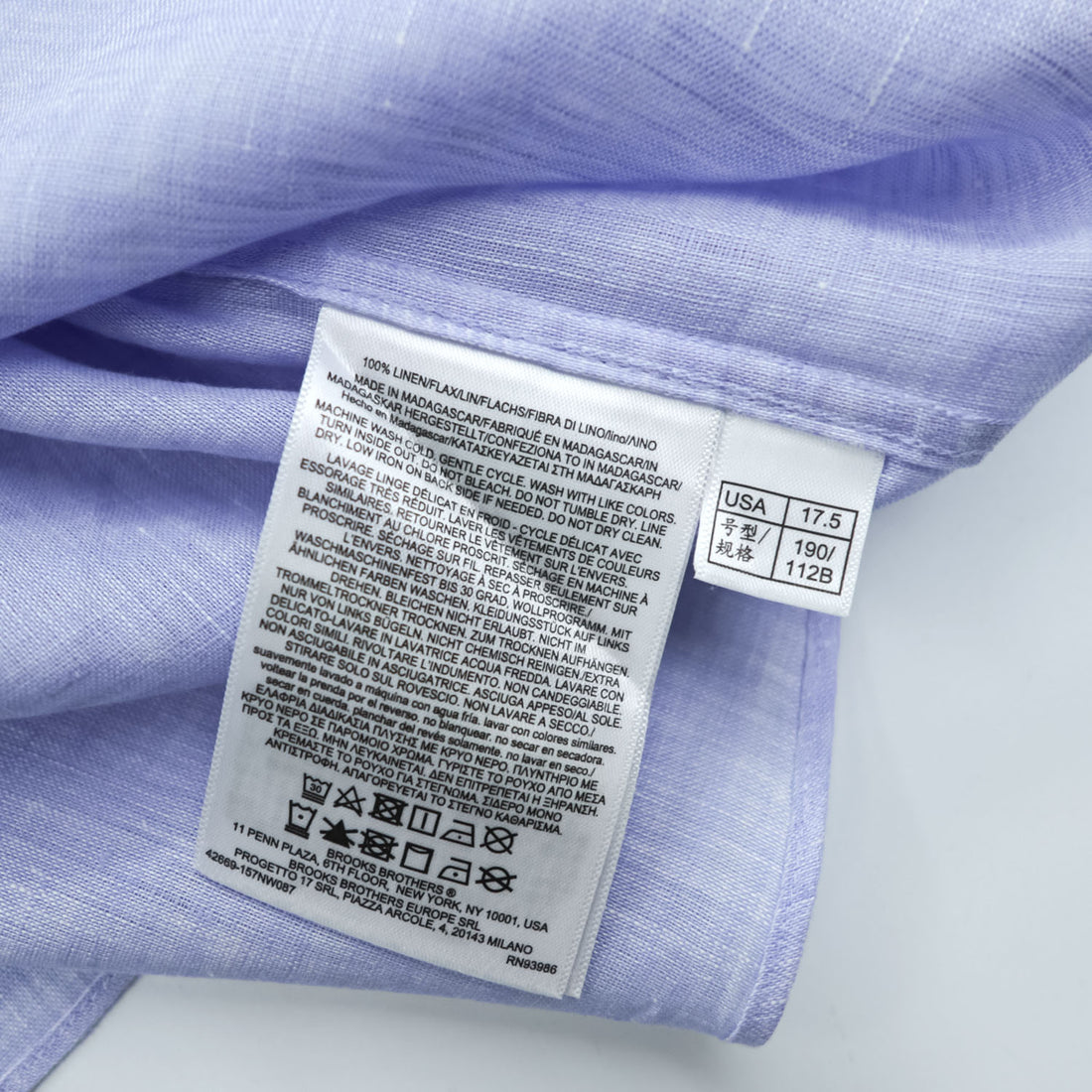 Brooks Brothers リネン100% 長袖シャツ XL ブルー LUXURY SHIRT 麻 THOMAS MASON