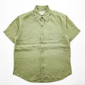J.CREW 100%リネン 半袖シャツ L カーキ グリーン 胸ポケット