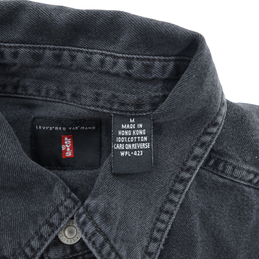 Levi's 90年代 ヴィンテージ 長袖デニムシャツ M ブラック RED TAB JEANS メタルボタン 60560-1361