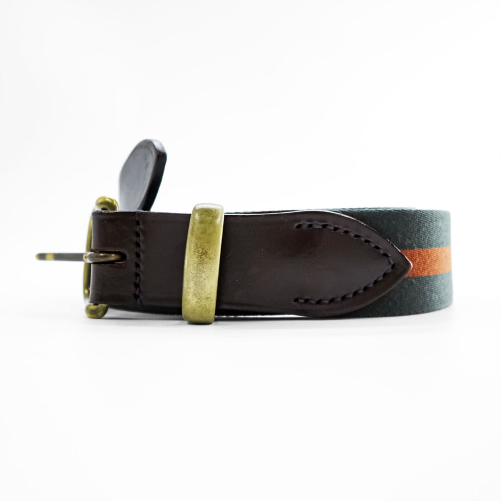 HARDY & PARSONS 英国製 リボンベルト キャンバス 真鍮 ゴールド バックル イングランド製