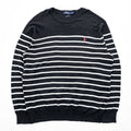 Polo Ralph Lauren Pima Cotton Striped Crewneck Knit Sweater Men's XL Black White