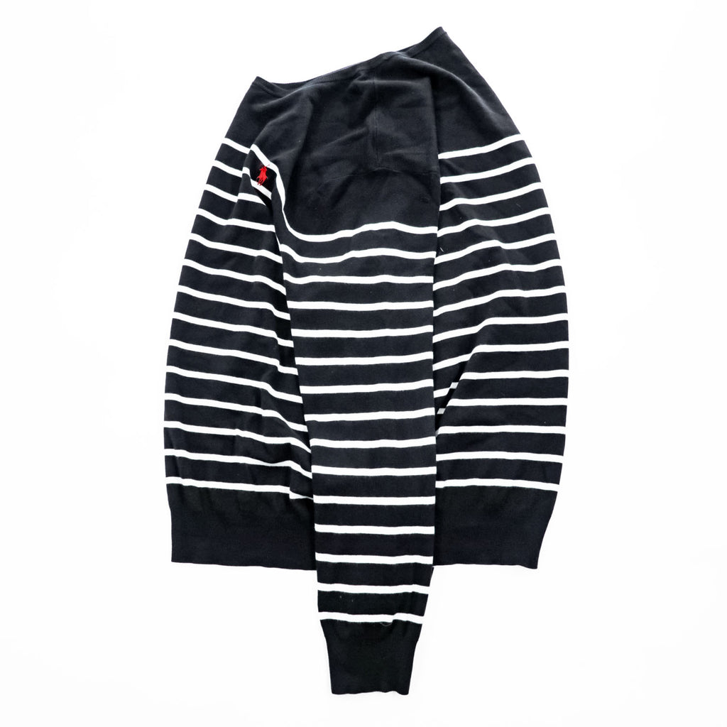 Polo Ralph Lauren Pima Cotton Striped Crewneck Knit Sweater Men's XL Black White