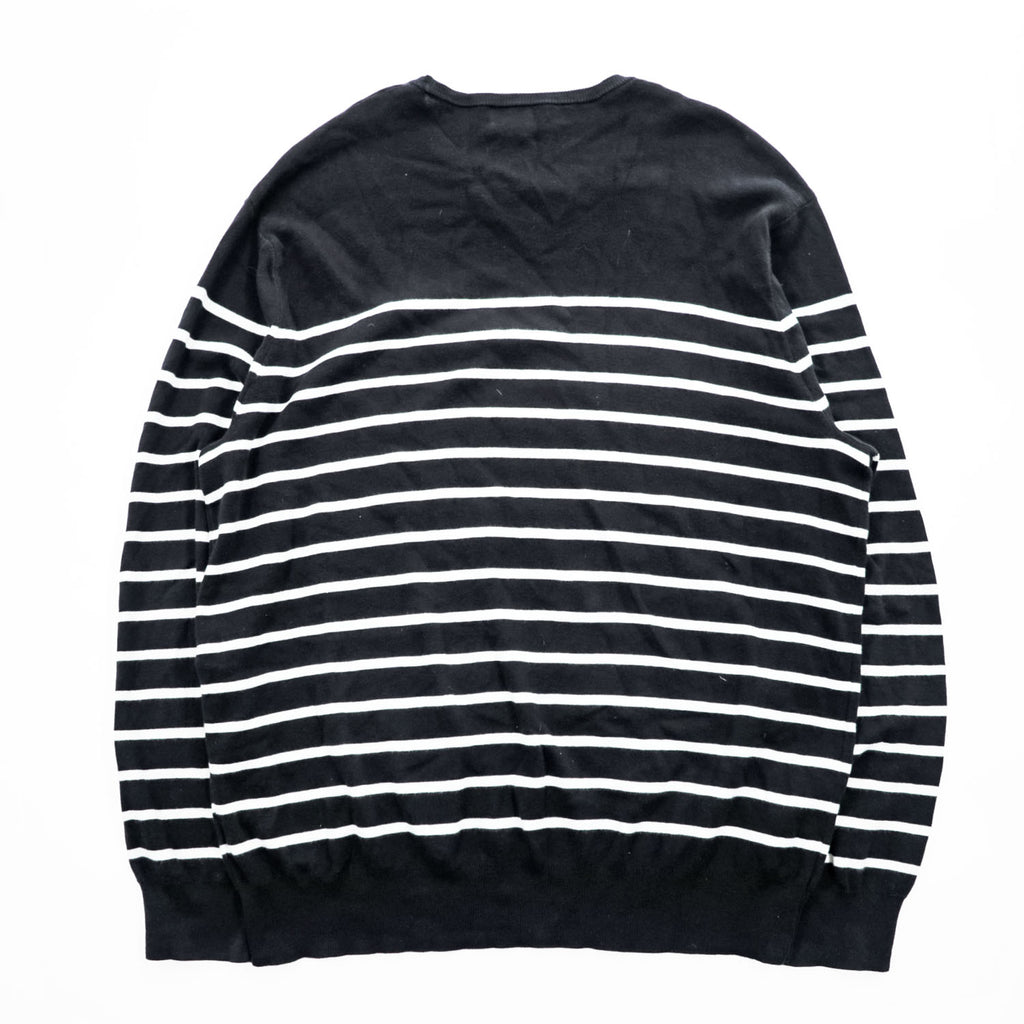 Polo Ralph Lauren Pima Cotton Striped Crewneck Knit Sweater Men's XL Black White