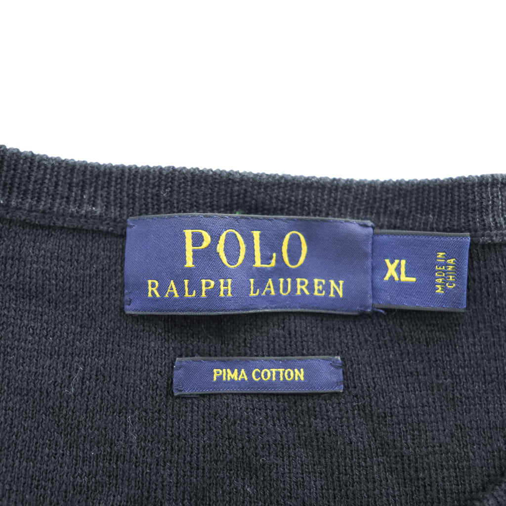 Polo Ralph Lauren Pima Cotton Striped Crewneck Knit Sweater Men's XL Black White