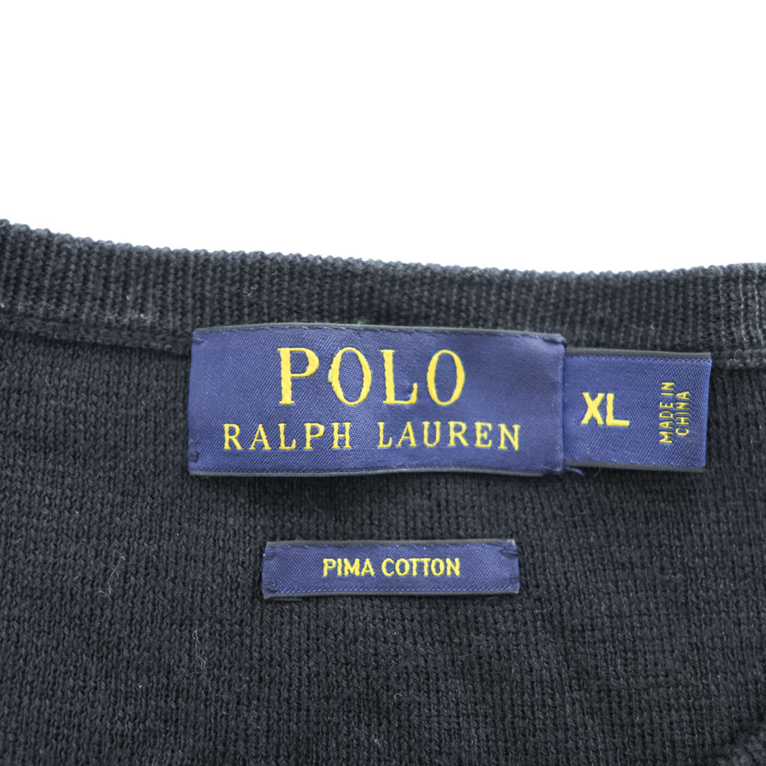 Polo Ralph Lauren Pima Cotton Striped Crewneck Knit Sweater Men's XL Black White