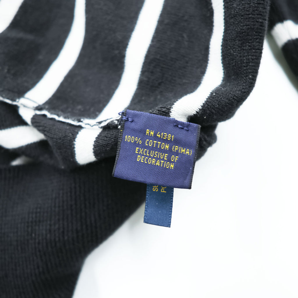 Polo Ralph Lauren Pima Cotton Striped Crewneck Knit Sweater Men's XL Black White