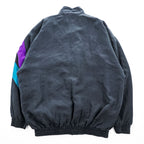 ROBERT STOCK 90年代 ヴィンテージ シルク ジップアップジャケット カラーブロック ジャージ XL ブラック