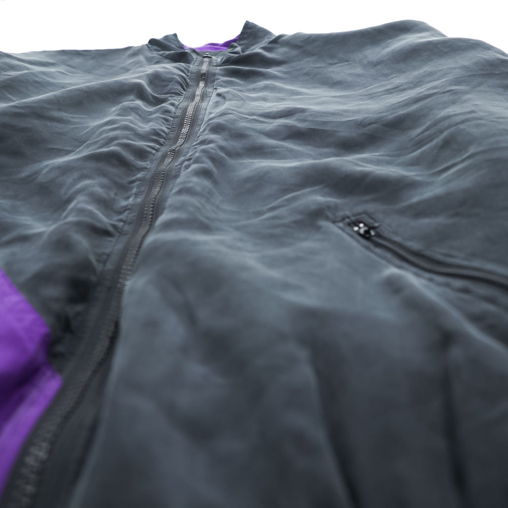 ROBERT STOCK 90年代 ヴィンテージ シルク ジップアップジャケット カラーブロック ジャージ XL ブラック