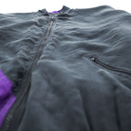 ROBERT STOCK 90年代 ヴィンテージ シルク ジップアップジャケット カラーブロック ジャージ XL ブラック