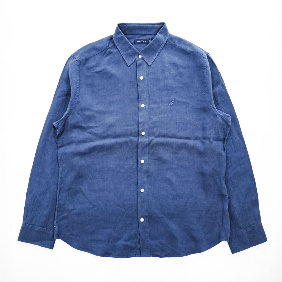 NAUTICA Linen Button-Down Long Sleeve Shirt XL Made in Bangladesh