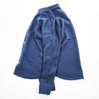 NAUTICA リネン100% 長袖シャツ XL ネイビー 麻 ワンポイントロゴ