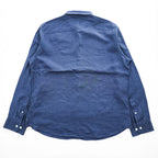 NAUTICA リネン100% 長袖シャツ XL ネイビー 麻 ワンポイントロゴ