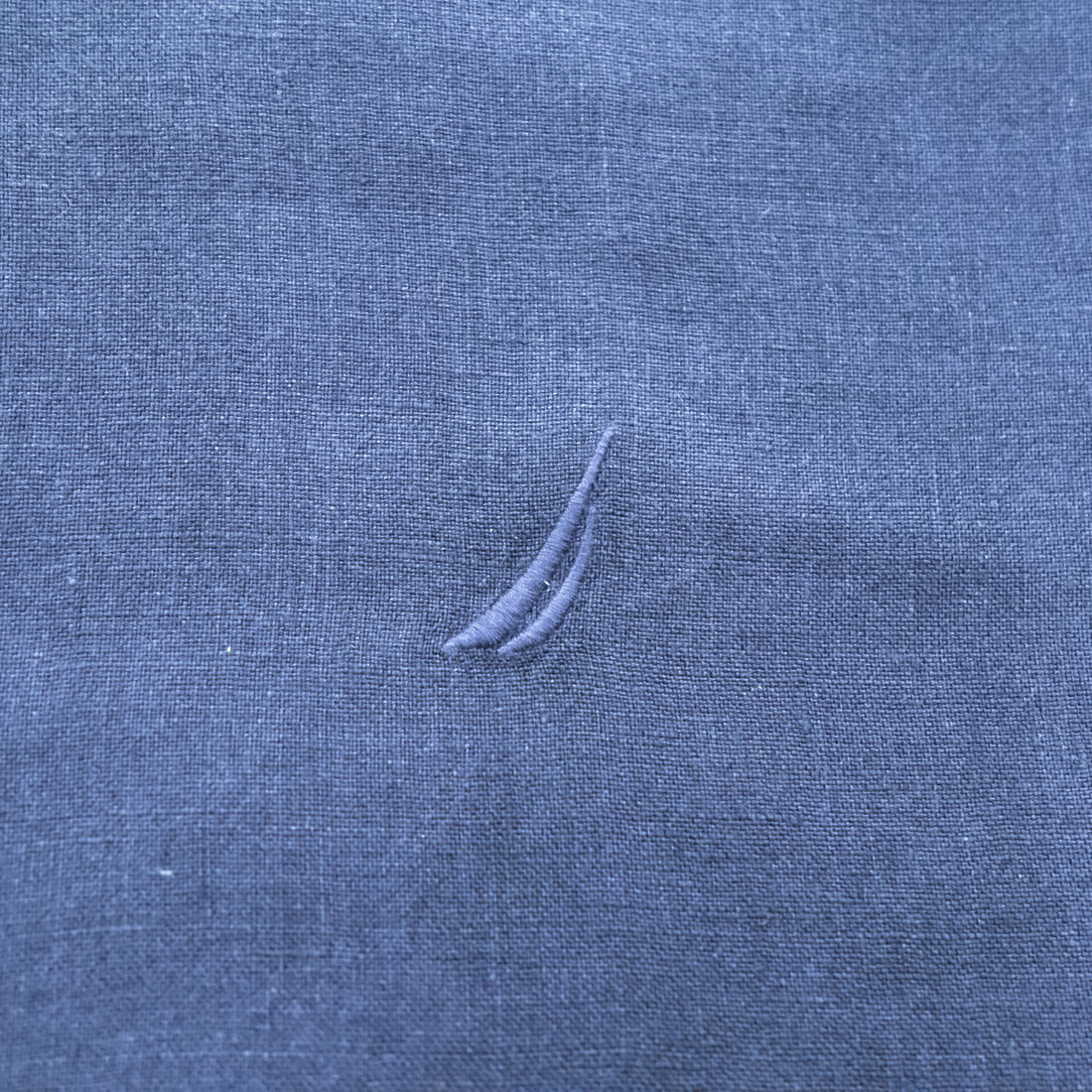 NAUTICA リネン100% 長袖シャツ XL ネイビー 麻 ワンポイントロゴ