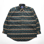 PENDLETON 100% Cotton Southwestern Print Button-Down Long Sleeve Shirt Size L Green