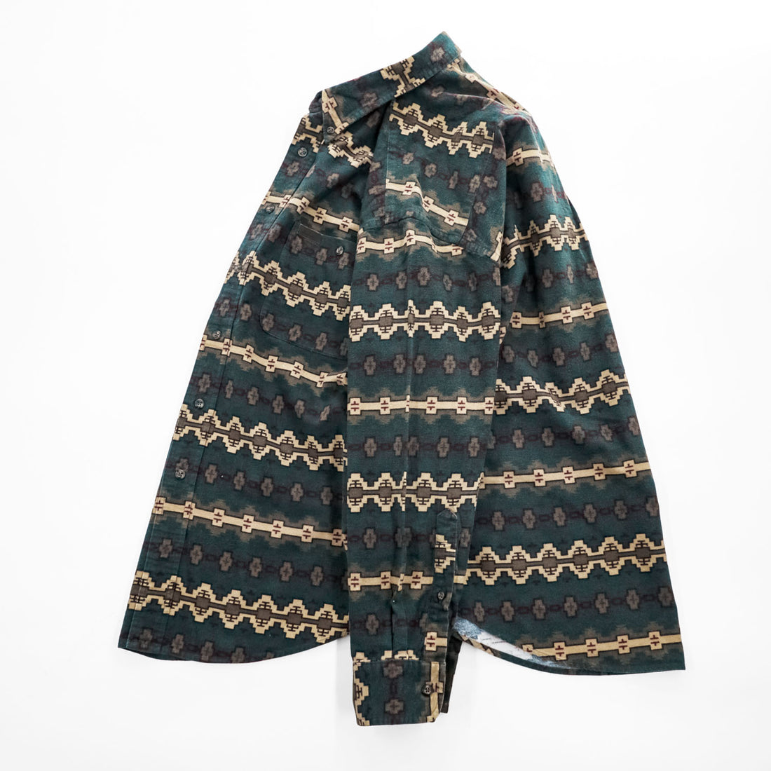 PENDLETON 100% Cotton Southwestern Print Button-Down Long Sleeve Shirt Size L Green