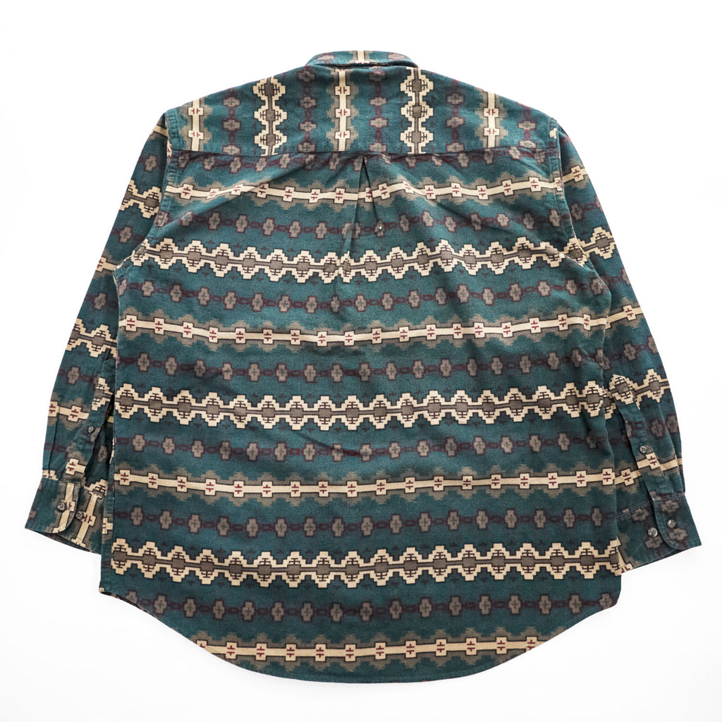 PENDLETON 100% Cotton Southwestern Print Button-Down Long Sleeve Shirt Size L Green