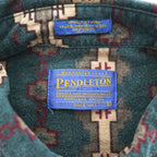 PENDLETON 100% Cotton Southwestern Print Button-Down Long Sleeve Shirt Size L Green