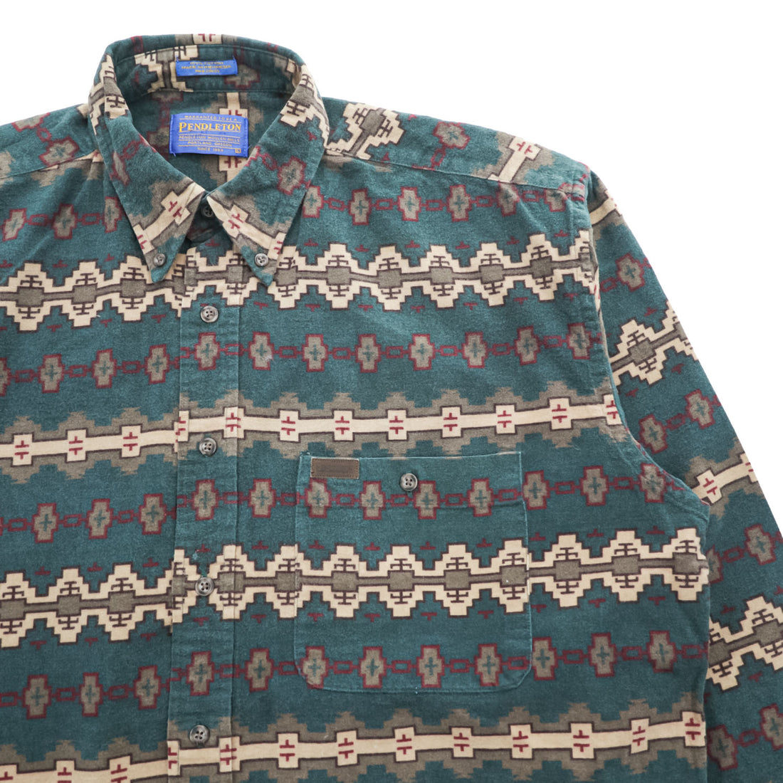 PENDLETON 100% Cotton Southwestern Print Button-Down Long Sleeve Shirt Size L Green