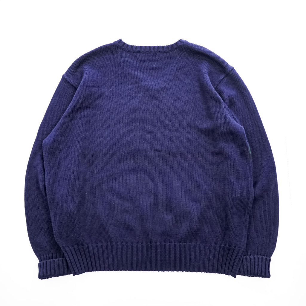 Polo Ralph Lauren 90年代 Vネック ニット セーター XL ネイビー ローゲージ 100％コットン