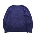 Polo Ralph Lauren 90年代 Vネック ニット セーター XL ネイビー ローゲージ 100％コットン