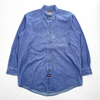 Dickies 長袖デニムシャツ L インディゴ ブルー ボタンダウン 胸ポケット GL300SNB