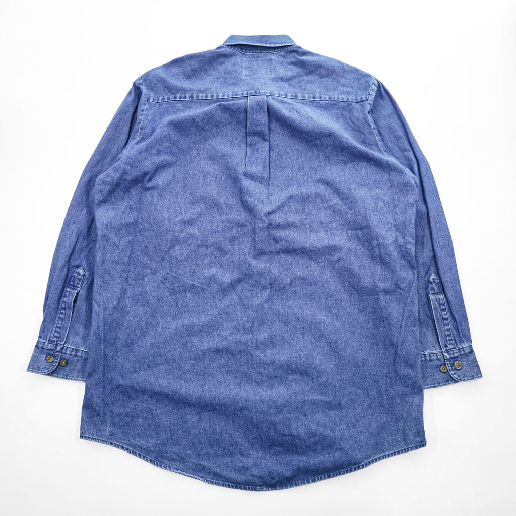 Dickies 長袖デニムシャツ L インディゴ ブルー ボタンダウン 胸ポケット GL300SNB