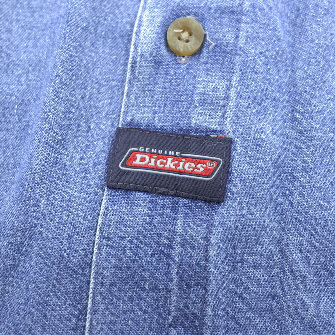 Dickies 長袖デニムシャツ L インディゴ ブルー ボタンダウン 胸ポケット GL300SNB